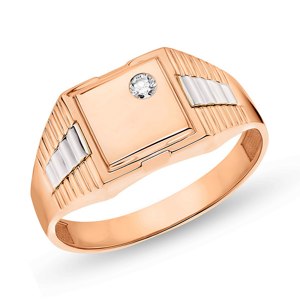 Печатка з червоного золота з діамантом (арт. К170042005) – зображення 1