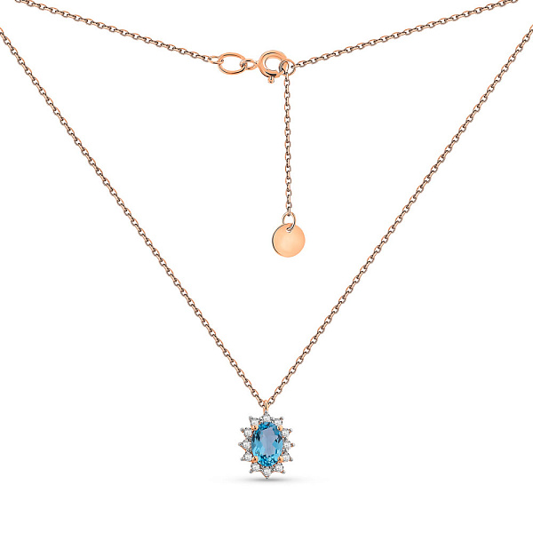 Золоте кольє з топазом і фіанітами (арт. 361250Птг) – зображення 2