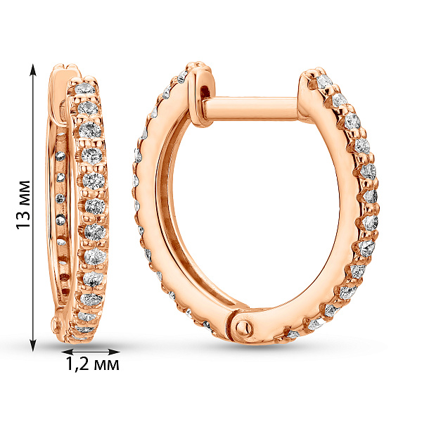 Золоті сережки кільця з діамантами (арт. С011483020) – зображення 3