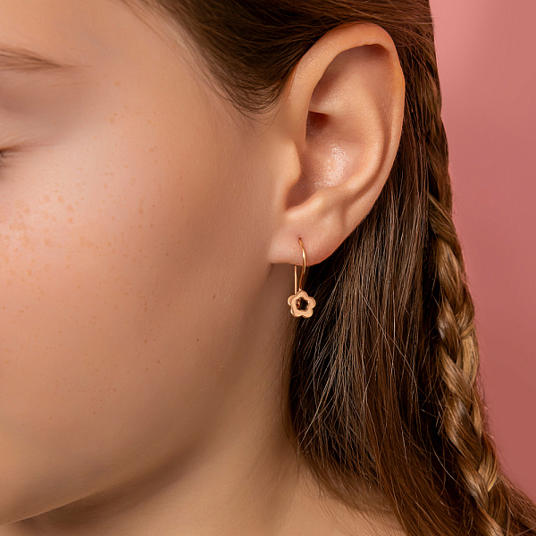 Сережки «Квіти» для дітей з червоного золота (арт. 105400) – зображення 2