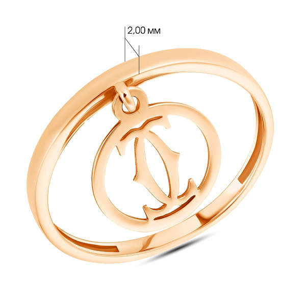 Кольцо из красного золота с подвеской (арт. 154749) – изображение 2