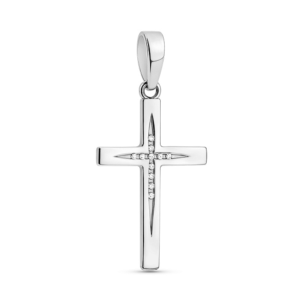 Крестик из белого золота с бриллиантами (арт. П011381б) – изображение 1
