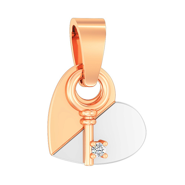 Золотая подвеска Ключ от сердца с фианитом (арт. 440537) – изображение 1