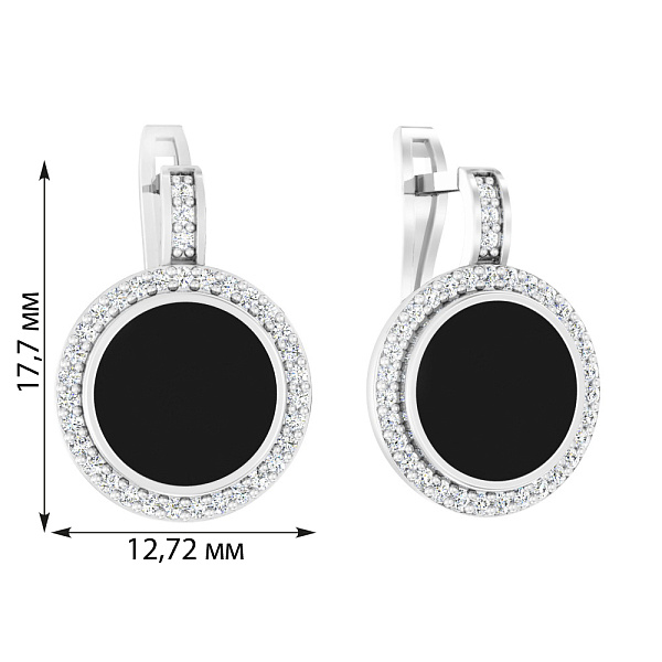 Золотые серьги Лýна с эмалью и фианитами (арт. 110426бе) – изображение 2