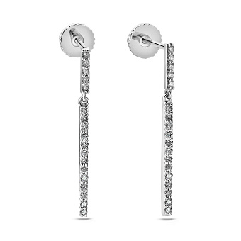 Фото Длинные серьги из белого золота с бриллиантовой дорожкой (арт. С341281030б)