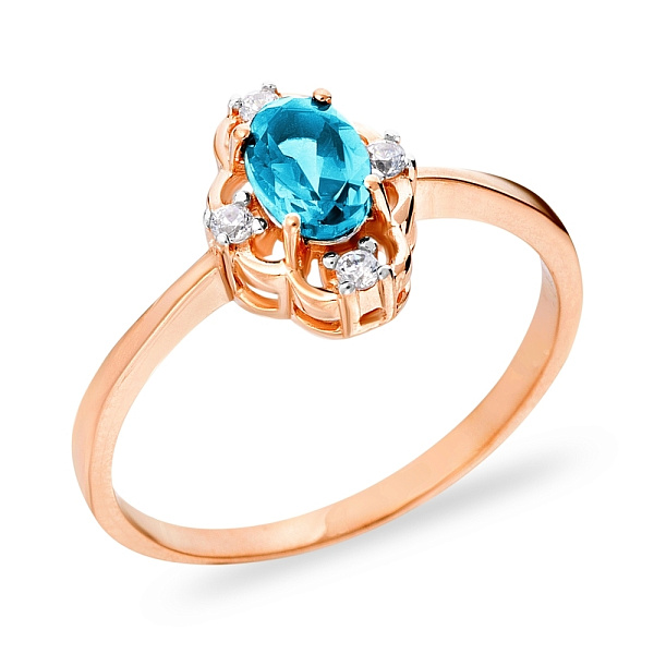 Золотое кольцо с  кварцем и фианитами (арт. 140676ПсГ) – изображение 1