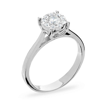 Фото Заручальна каблучка з білого золота з фіанітами (арт. 140643б)