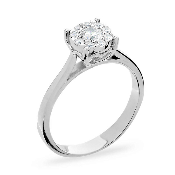 Заручальна каблучка з білого золота з фіанітами (арт. 140643б) – зображення 1