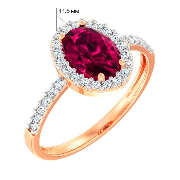 Золотое кольцо с гранатом и фианитами  (арт. 141159Пгр) – изображение 2