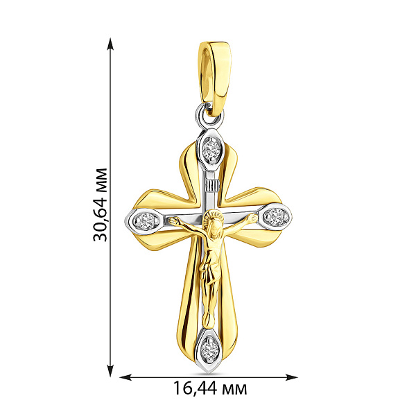 Золотий натільний хрестик з розп'яттям та фіанітами (арт. 501640ж) – зображення 2