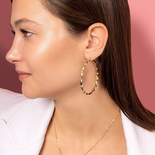 Серьги-кольца из желтого золота (арт. 108452/55ж) – изображение 3