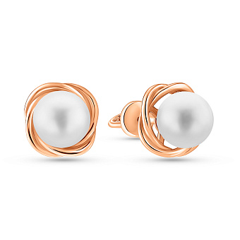 Сережки з червоного золота з перлами (арт. 2108622101)