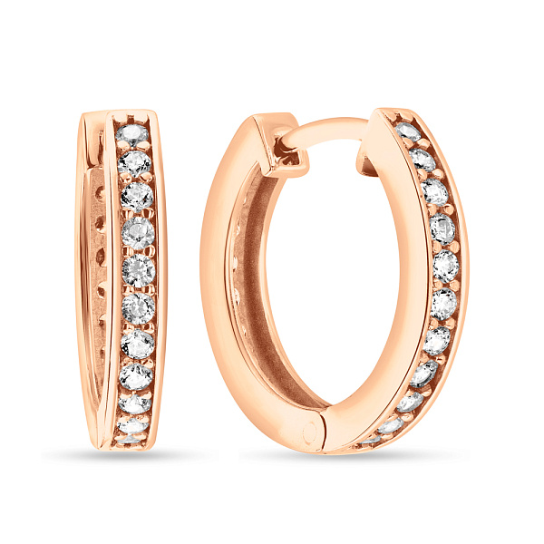 Серьги-кольца из красного золота с фианитами (арт. 103913/15) – изображение 1