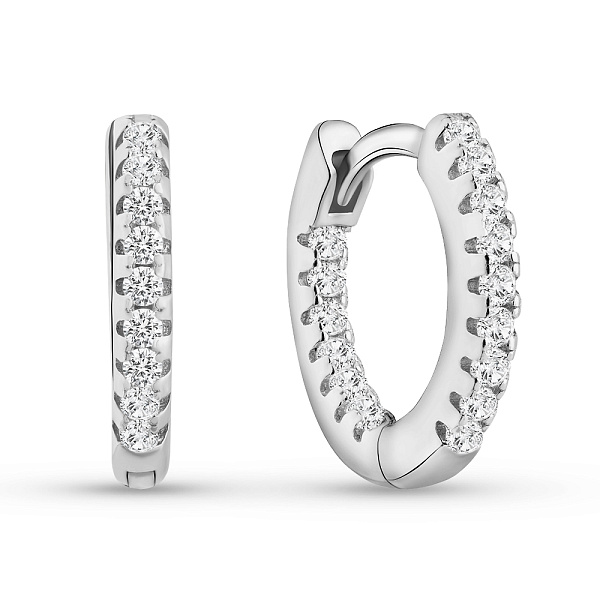Серебряные серьги-кольца с фианитами (арт. 7502/4779/15) – изображение 1