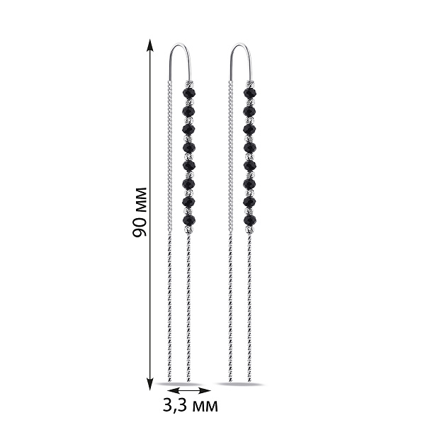 Серебряные серьги-протяжки с ониксом (арт. 7502/9337о) – изображение 2