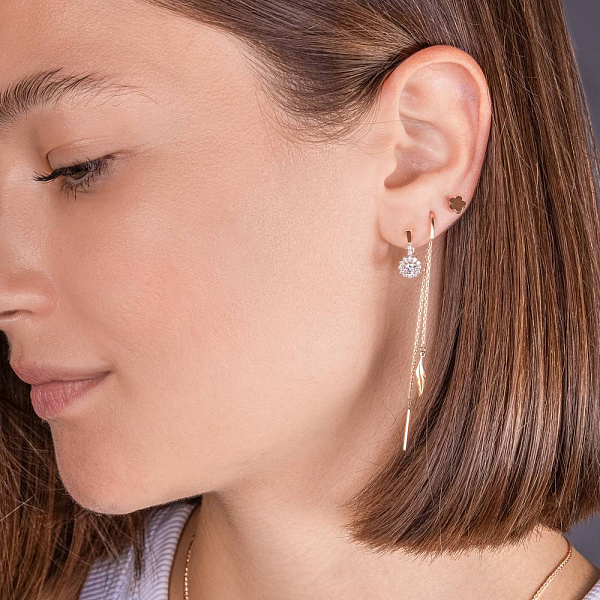 Золотые серьги протяжки Перо (арт. 2007054101) – изображение 2