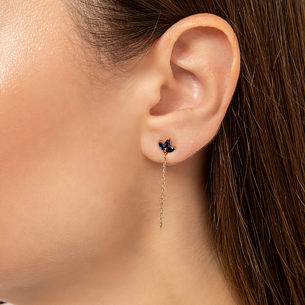 Сережки з червого золота з сапфірами (арт. 1101093Пс) – зображення 3