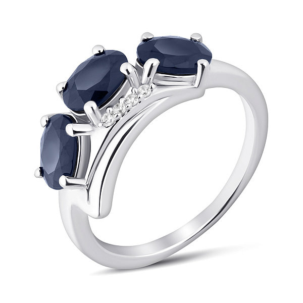 Серебряное кольцо с сапфирами и фианитами (арт. 7501/2050353Спс) – изображение 1