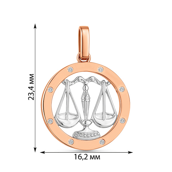 Золотой подвес "Весы" с фианитами (арт. 440670) – изображение 6