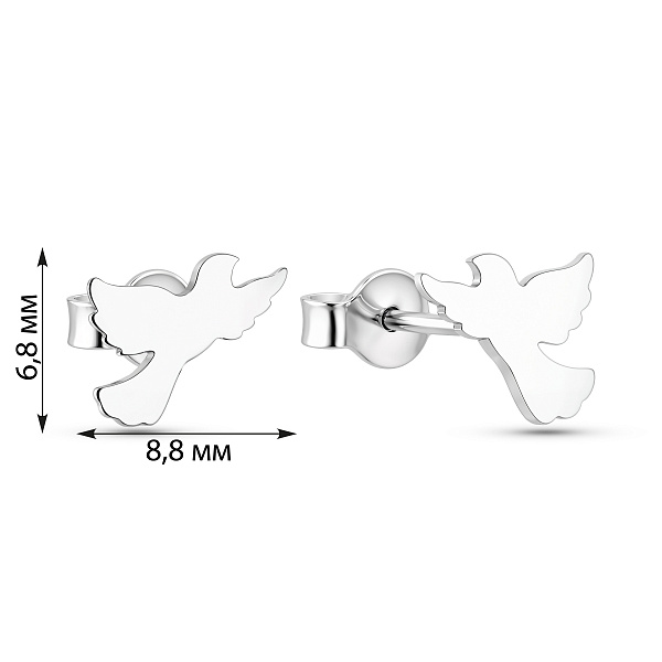 Серьги-пусеты из белого золота Вільна (арт. 110030б) – изображение 2