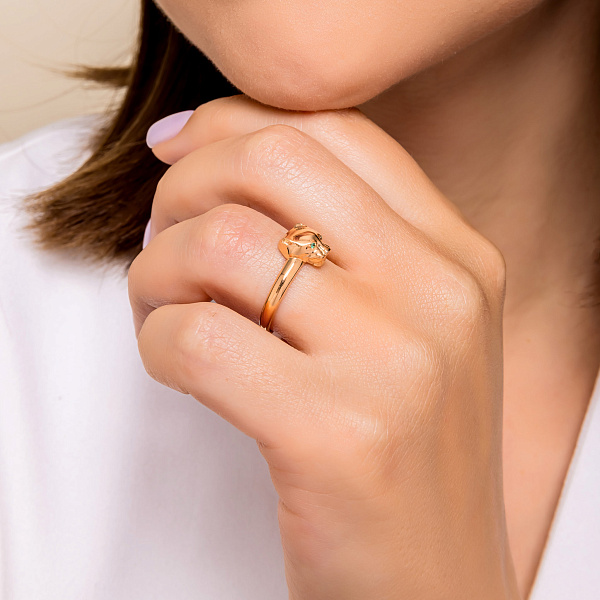 Золота каблучка Пантера з фіанітами (арт. 156338з) – зображення 3