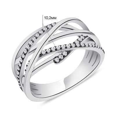 Переплетенное кольцо из серебра с фианитами  (арт. 7501/5809)