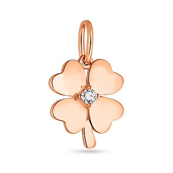 Фото Подвес "Клевер" из золота с одним фианитом (арт. 424580)