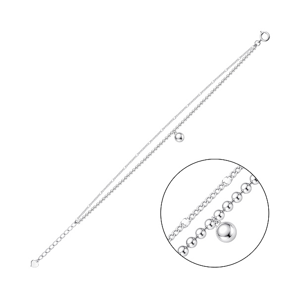 Серебряный двойной браслет с подвеской шар (арт. 7509/5537) – изображение 1