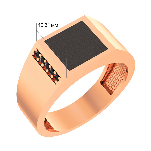 Золотая печатка с эмалью и фианитами (арт. 170067ч) – изображение 3