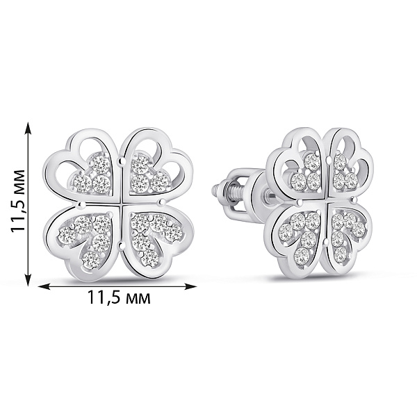 Серьги из серебра с фианитами (арт. 7518/304всю) – изображение 2