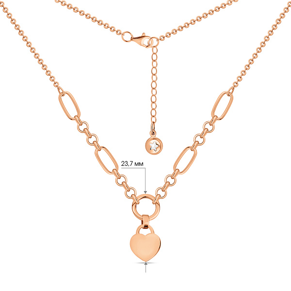 Широкое золотое колье Сердце с одним фианитом (арт. 353023) – изображение 3