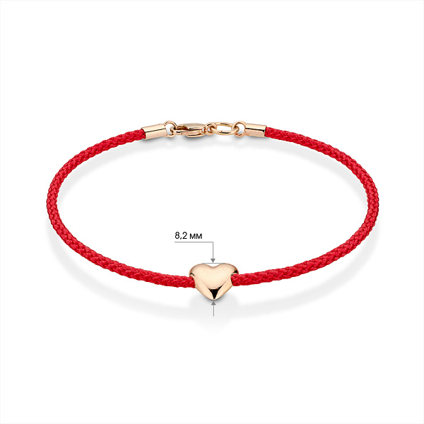 Золотой браслет Сердце из шелковой нити (арт. 22102-1С) – изображение 2