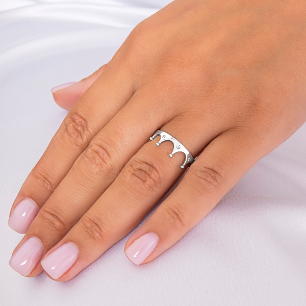 Золотое кольцо Корона с фианитами (арт. 140708б) – изображение 4