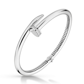 Фото Браслет из белого золота в форме гвоздя с фианитами (арт. 3261118б)