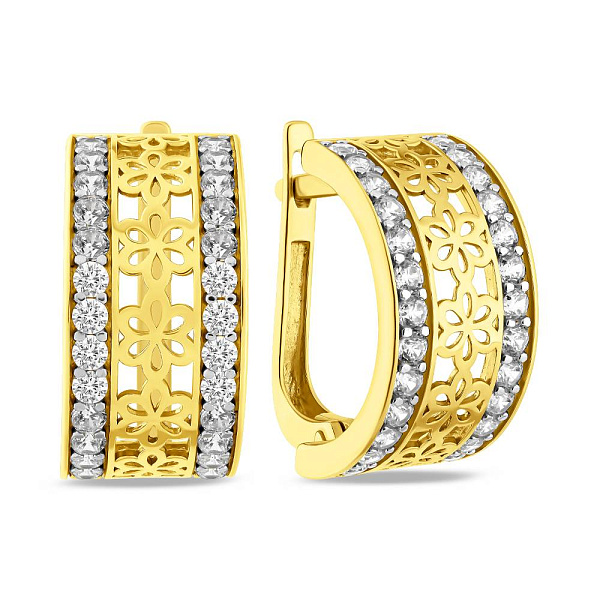 Сережки из желтого золота с фианитами (арт. 114000ж) – изображение 1