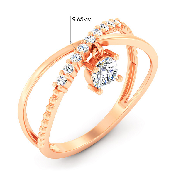 Каблучка з червоного золота з фіанітами (арт. 1401097) – зображення 5