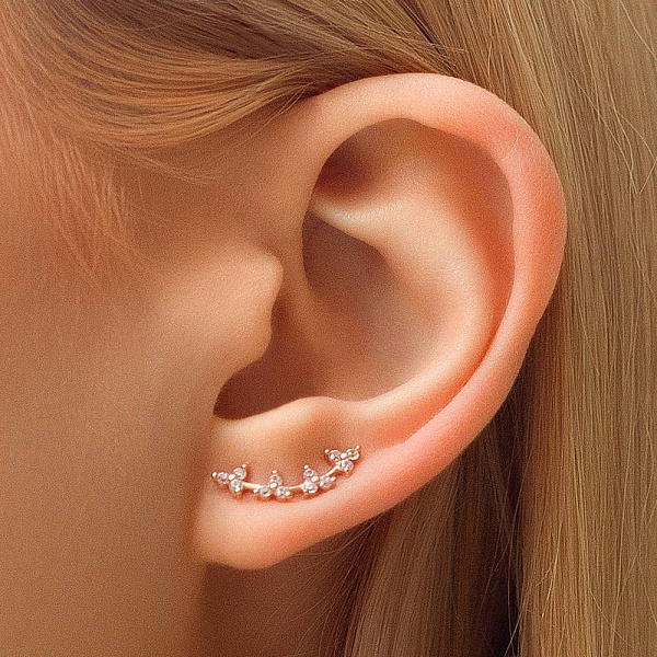 Золоті сережки-клаймбери з фіанітами (арт. 110171) – зображення 2