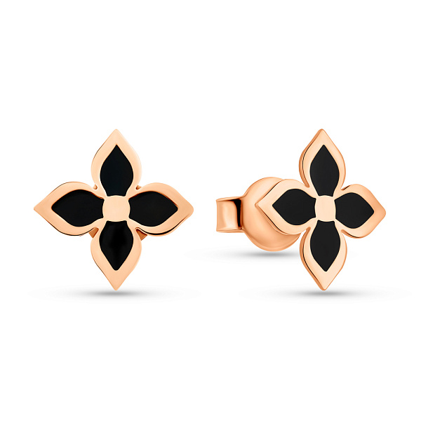 Золотые серьги-пусеты с эмалью (арт. 1091291еч) – изображение 1