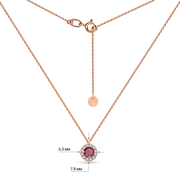 Кольє з червоного золота з рубіном та діамантами (арт. Ц011635р) – зображення 4