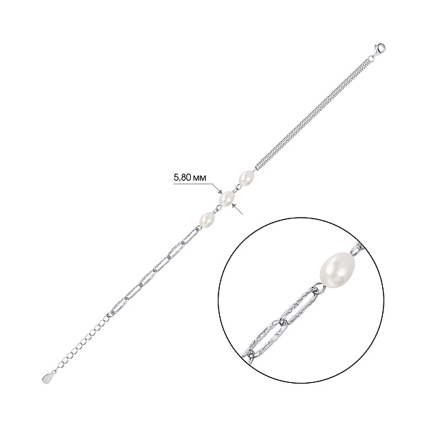 Браслет из серебра с жемчугом (арт. 7509/3615жб) – изображение 2