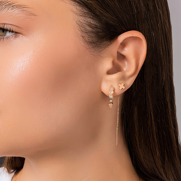 Сережки-протяжки з червоного золота (арт. 110007) – зображення 3