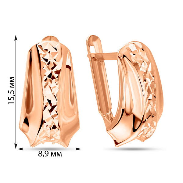 Сережки з червоного золота з алмазною гранню (арт. 109244) – зображення 2