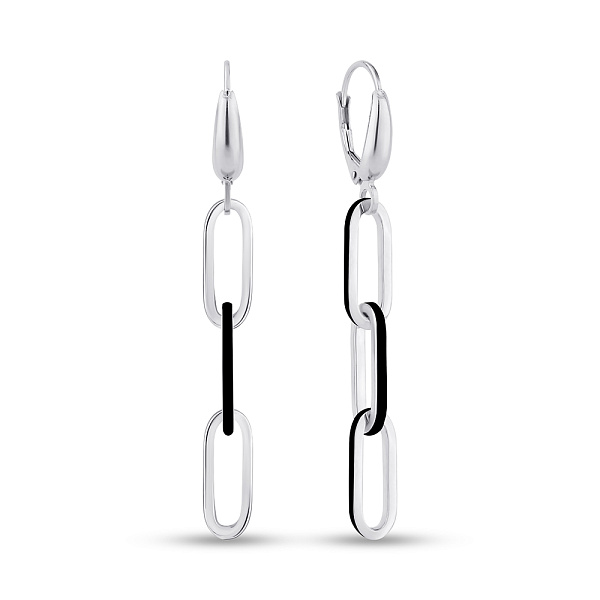 Сережки з білого золота з емаллю  (арт. 1091608/1беч) – зображення 1