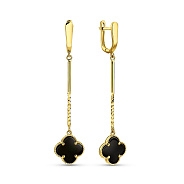 Золоті сережки Клевер з оніксом (арт. 1091251/15жо)