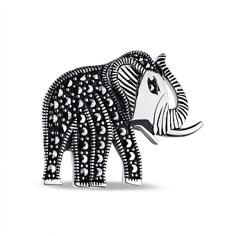 Брошка зі срібла Слон з марказитами (арт. 7405/181мрк)