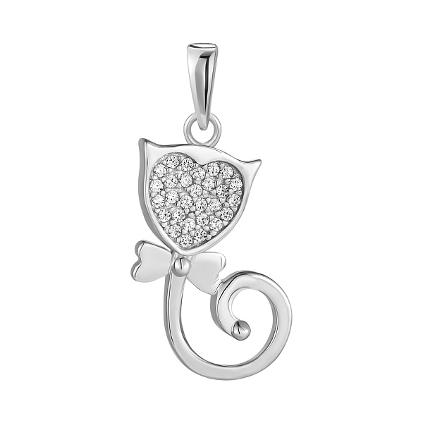Серебряная подвеска «Котенок» с фианитами (арт. 7503/3114) – изображение 1