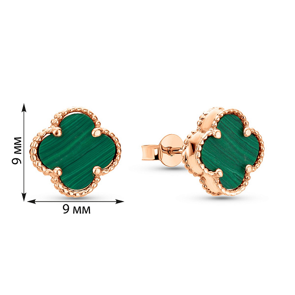 Пусети золоті з малахітом (арт. 104811/9млх) – зображення 2
