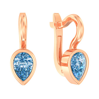 Фото Дитячі золоті сережки з блакитним фіанітом (арт. 110499г)