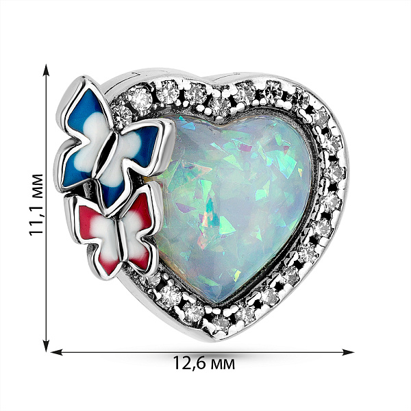 Серебряный шарм Сердце (арт. 7903/4353Поб) – изображение 2