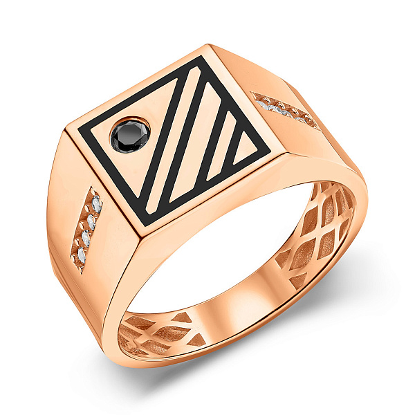 Золотая печатка с эмалью (арт. 180501ч) – изображение 1